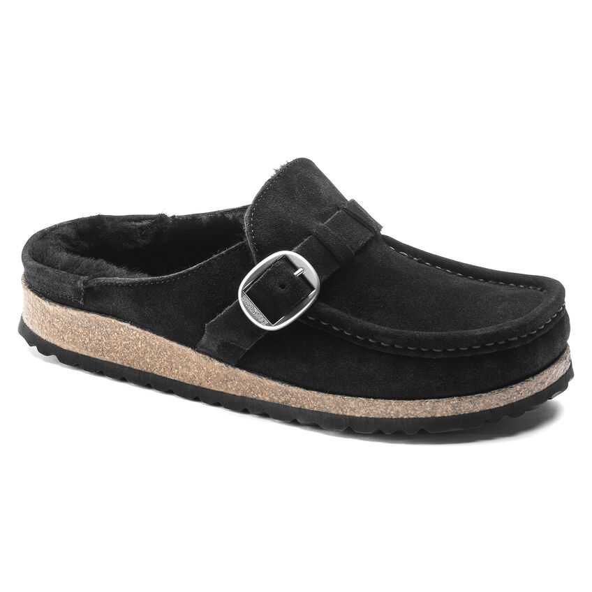 Birkenstock Sabot Buckley Suede Leather Shearling 1018126 Black