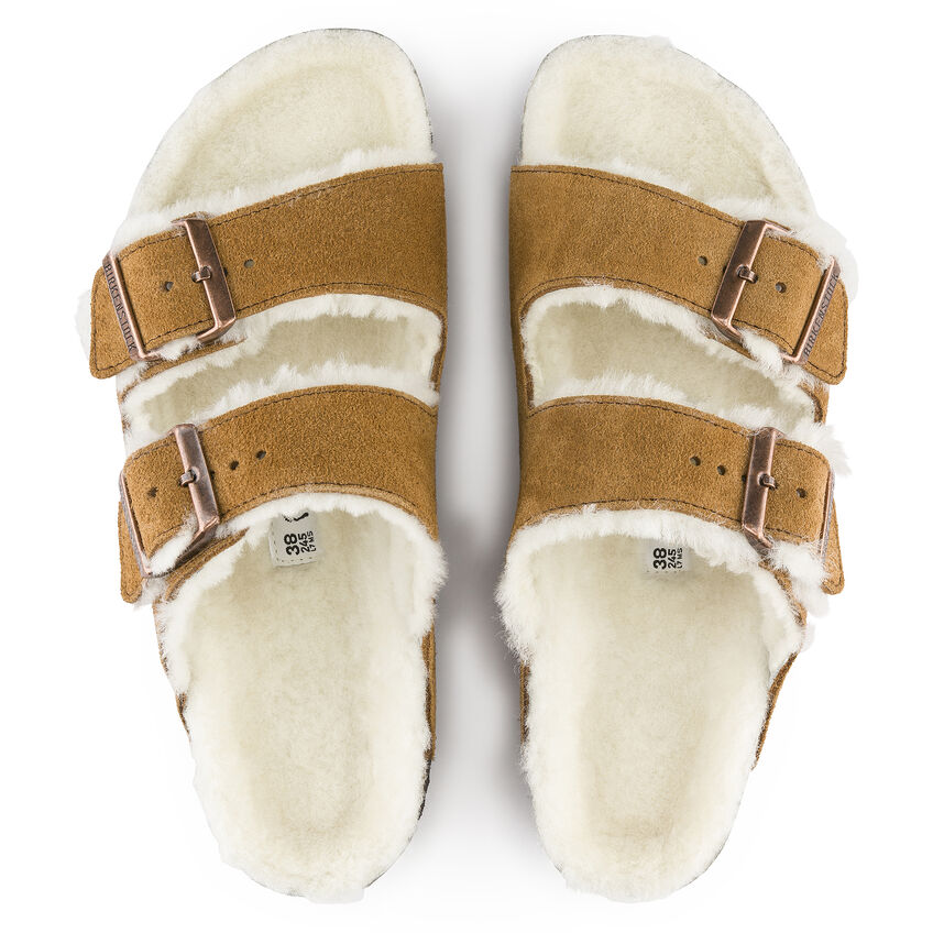 Birkenstock Ciabatta Arizona Shearling Suede Leather 1001135 Mink