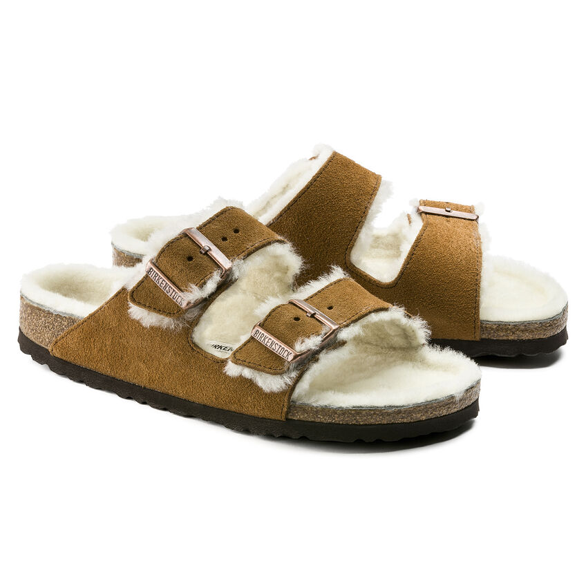 Birkenstock Ciabatta Arizona Shearling Suede Leather 1001135 Mink