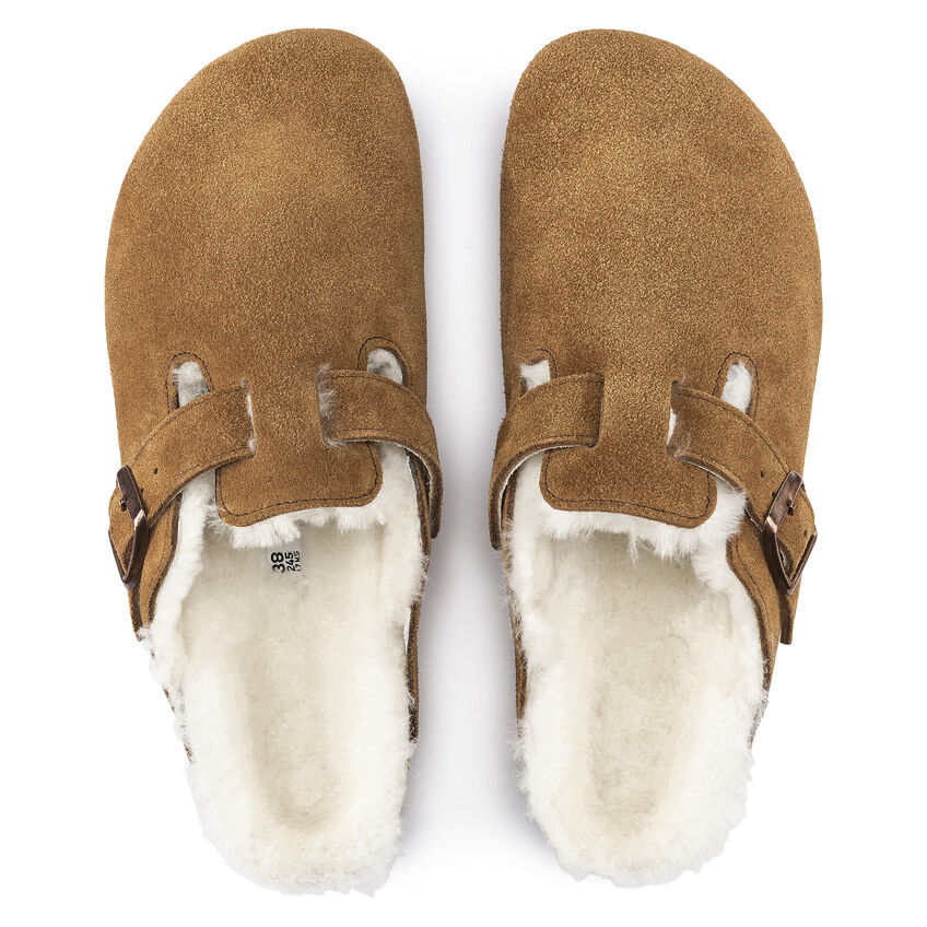 Birkenstock Sabot Boston V/l Shearling Suede Leather 1001141 Mink