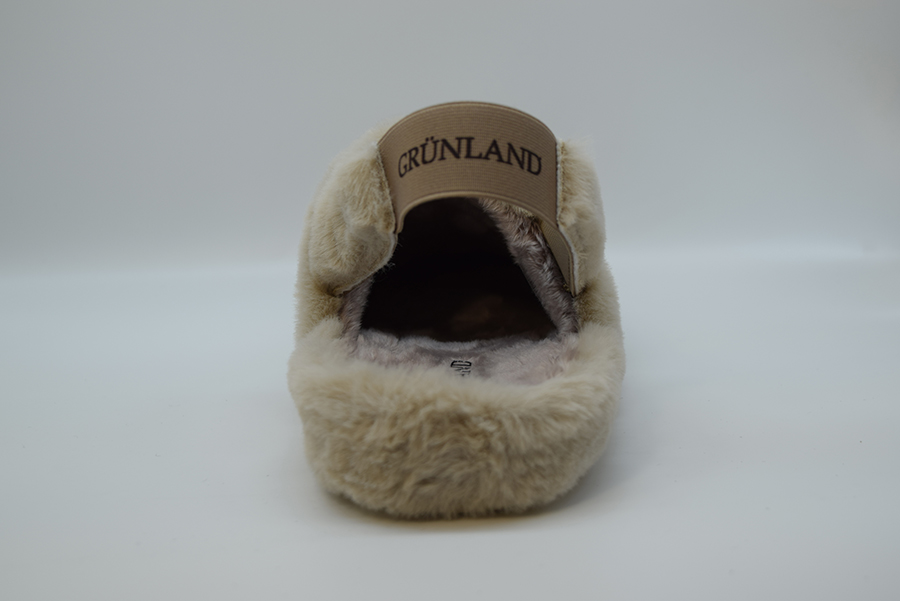 Grunland Pantofola Fluffy Con Cinturino Beige