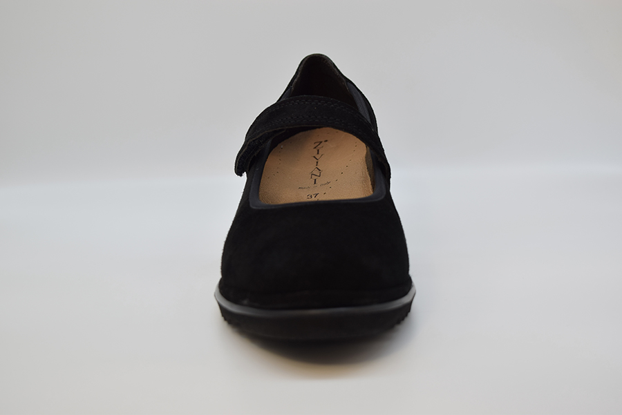 Ziviani Mari Jane  Con Cinturino Assimettrico 1950 ZEPPA Camoscio Nero