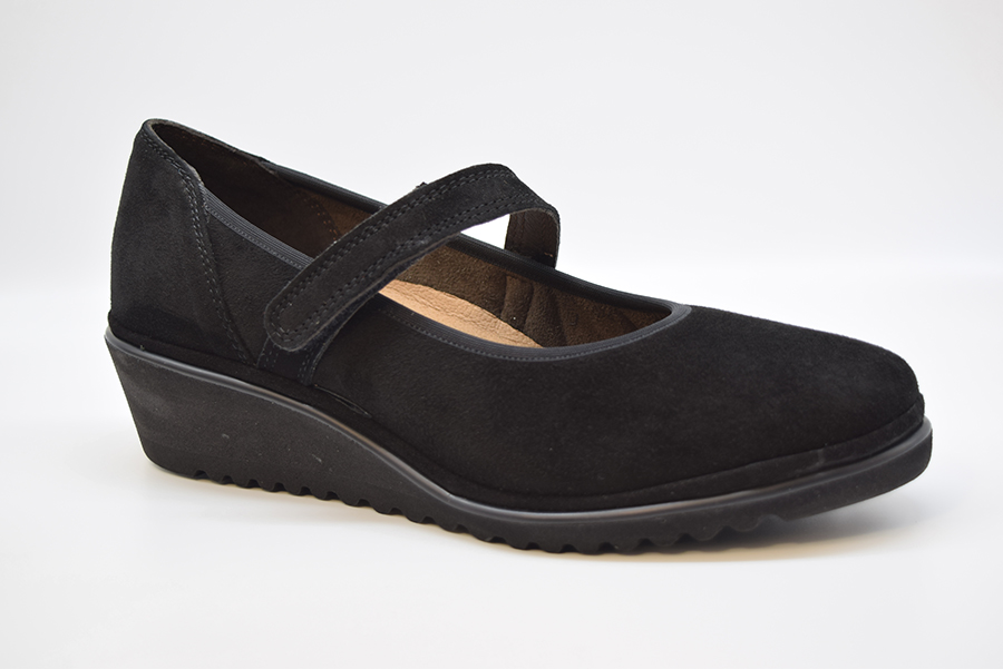 Ziviani Mari Jane  Con Cinturino Assimettrico 1950 ZEPPA Camoscio Nero
