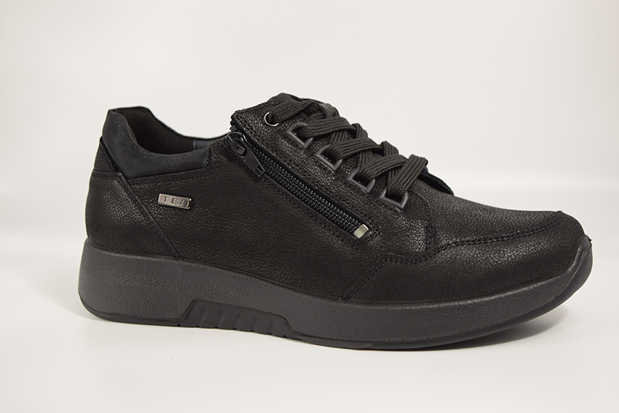 Comfort Sneaker Stringata Con Cerniera 5188-19 Pelle Nero