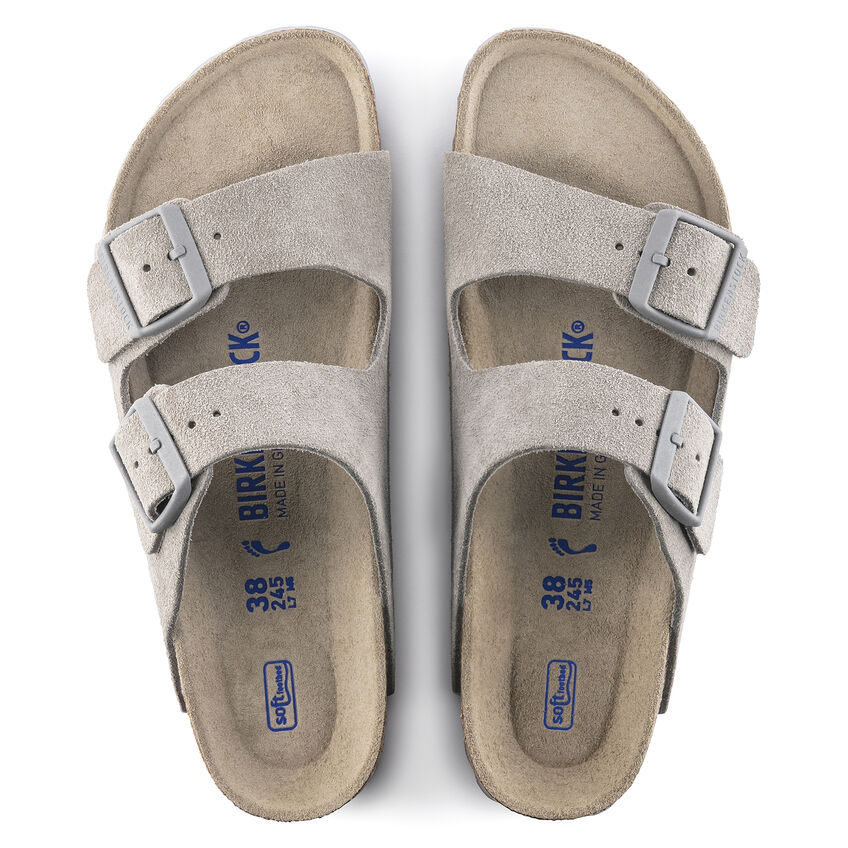 Birkenstock Ciabatta Arizona Sfb Suede Leather 1020557 Stone Coin