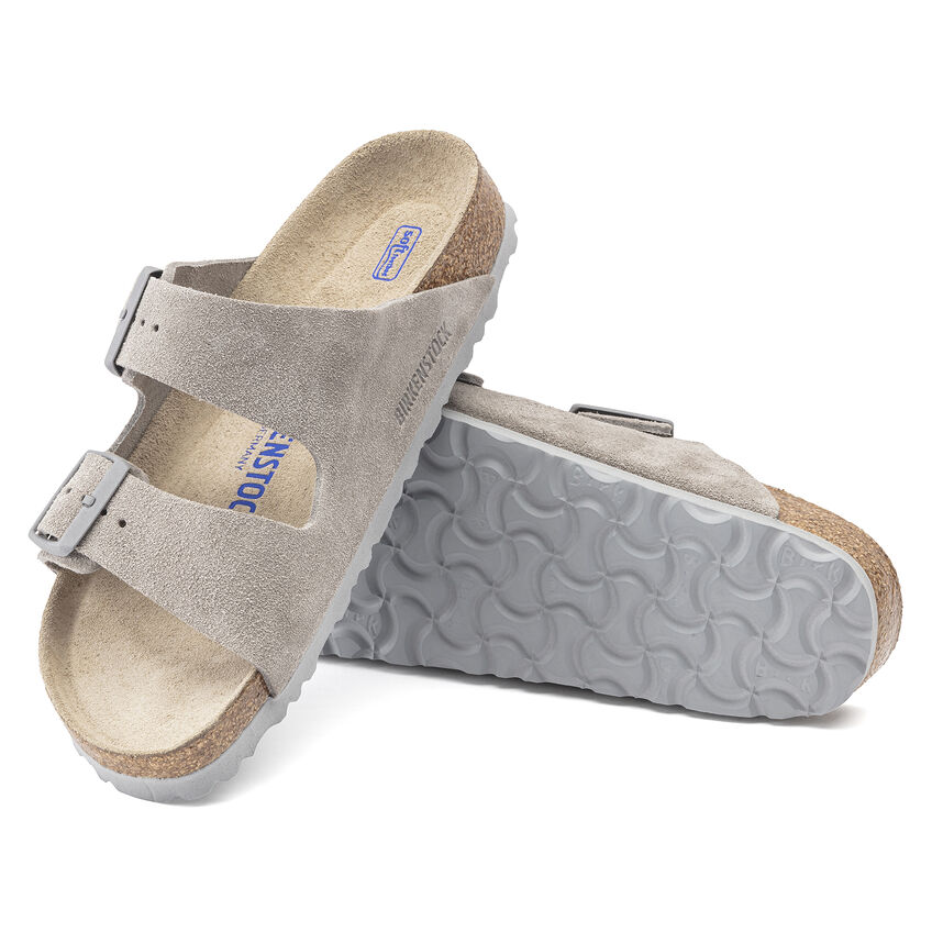 Birkenstock Ciabatta Arizona Sfb Suede Leather 1020557 Stone Coin