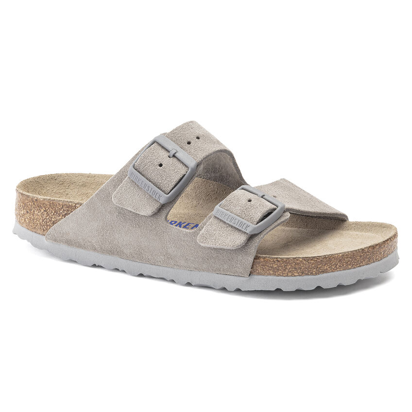 Birkenstock Ciabatta Arizona Sfb Suede Leather 1020557 Stone Coin