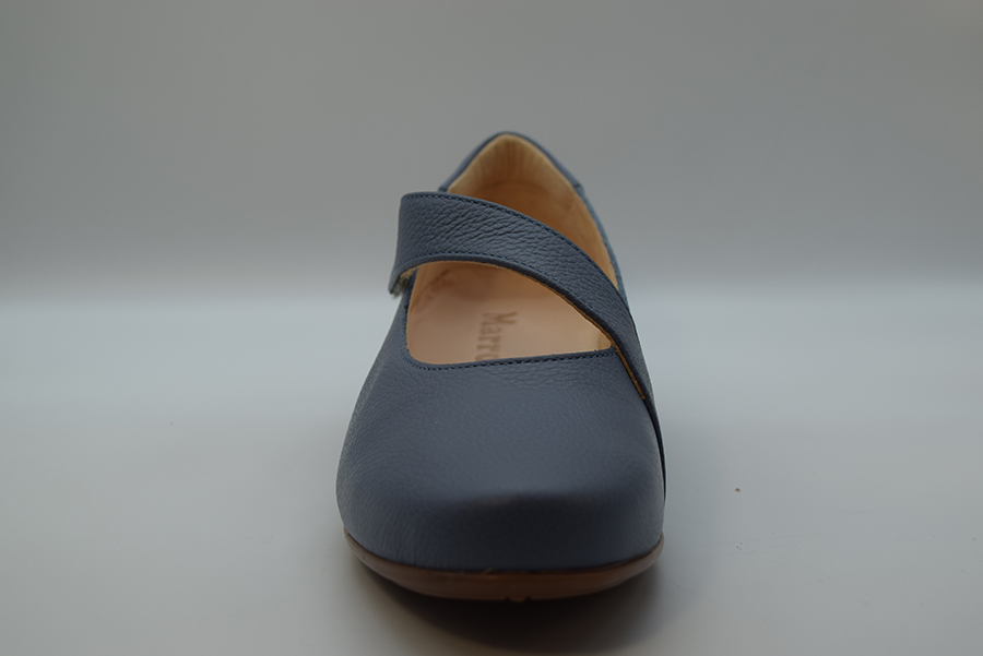 Marro Scarpa Ballerina Cinturino Assimmetrico 4019 Vitello Bott. Blu Acciaio