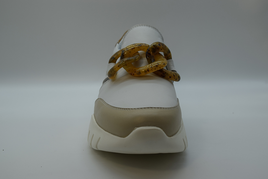 A.giantin Sneakers  Slip On Con Accessorio Osso 7703 Savana Greige Bianco Camel