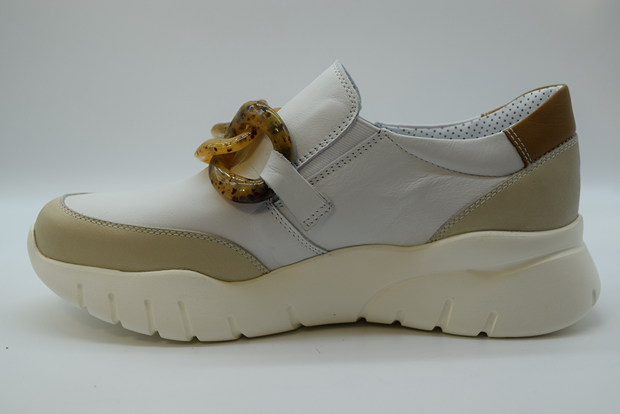 A.giantin Sneakers  Slip On Con Accessorio Osso 7703 Savana Greige Bianco Camel