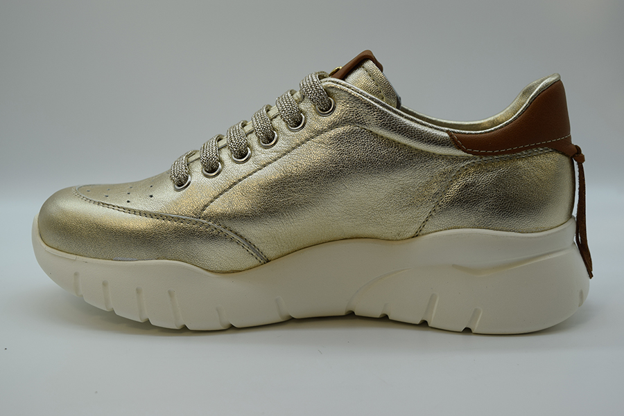 A.giantin Sneakers Stringata In Pelle Sfoderata 7705 Savana Platino Savana Cuoio
