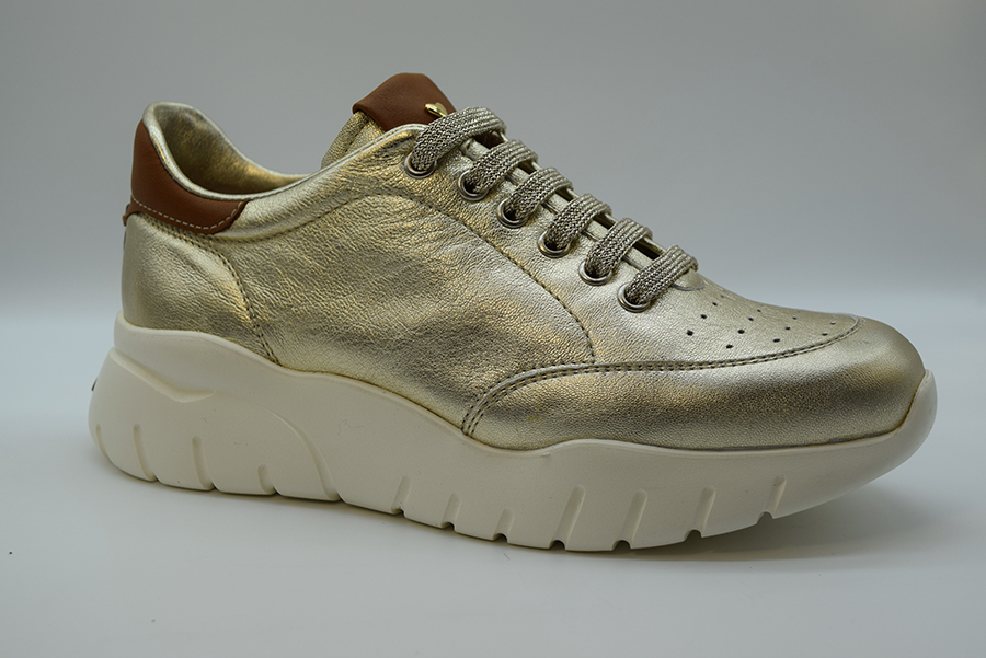 A.giantin Sneakers Stringata In Pelle Sfoderata 7705 Savana Platino Savana Cuoio