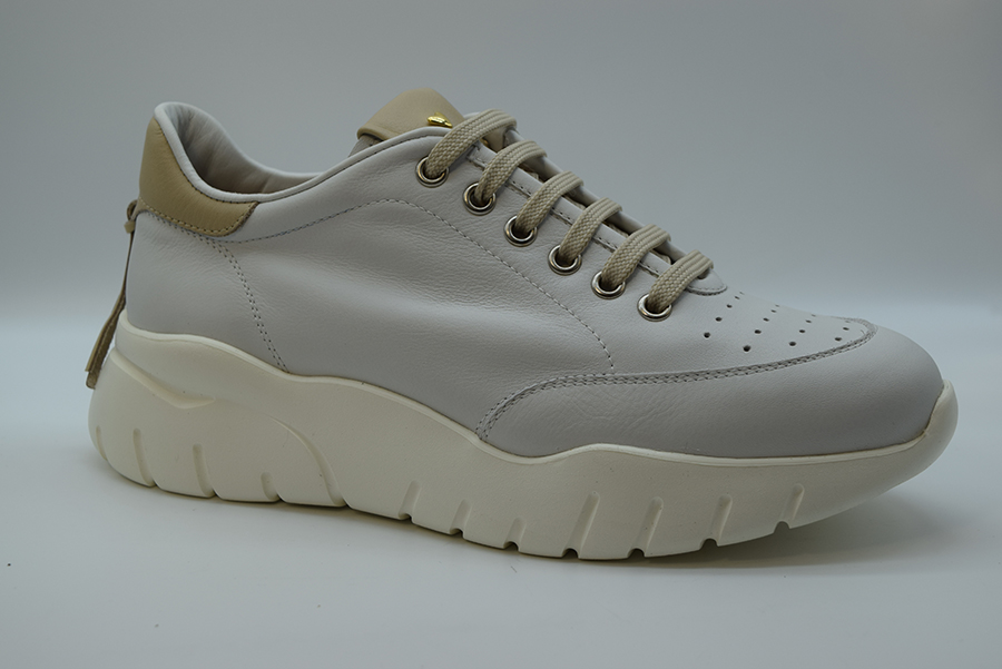 A.giantin Sneakers Stringata In Pelle Sfoderata 7705 Savana Bianco Savana Platino