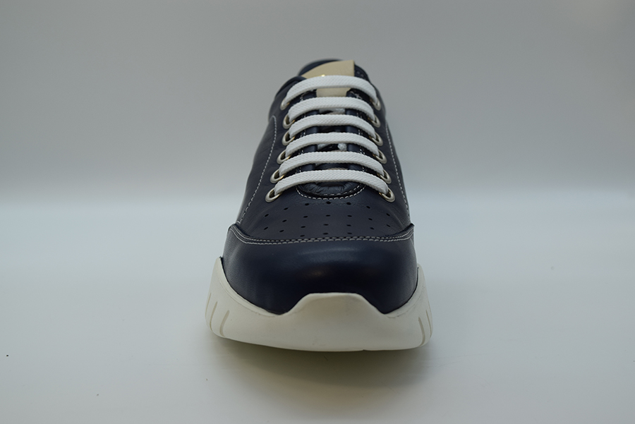 A.giantin Sneakers Stringata In Pelle Sfoderata 7705 Savana Blu Savana Beige