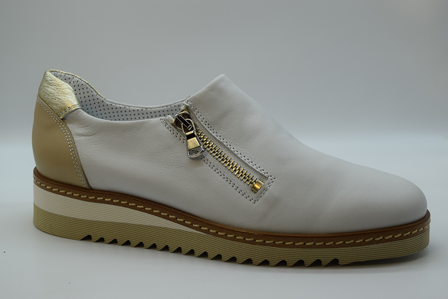 A.giantin Sneakers Slip On Con Cerniera 7747 Savana Bianco Beige