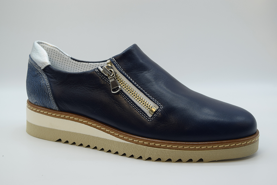 A.giantin Sneakers Slip On Con Cerniera 7747 Savana Blu Saffiano Blu
