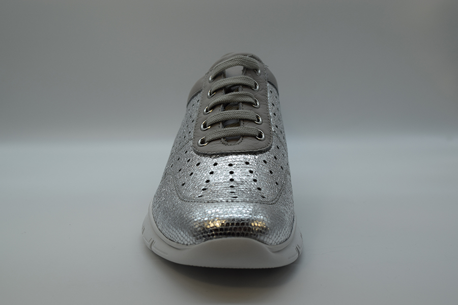 Tomasi Sneaker Stringata  Forata Calzata 9 VERA FORATO Giraffa Argento Malak Silky Tortora
