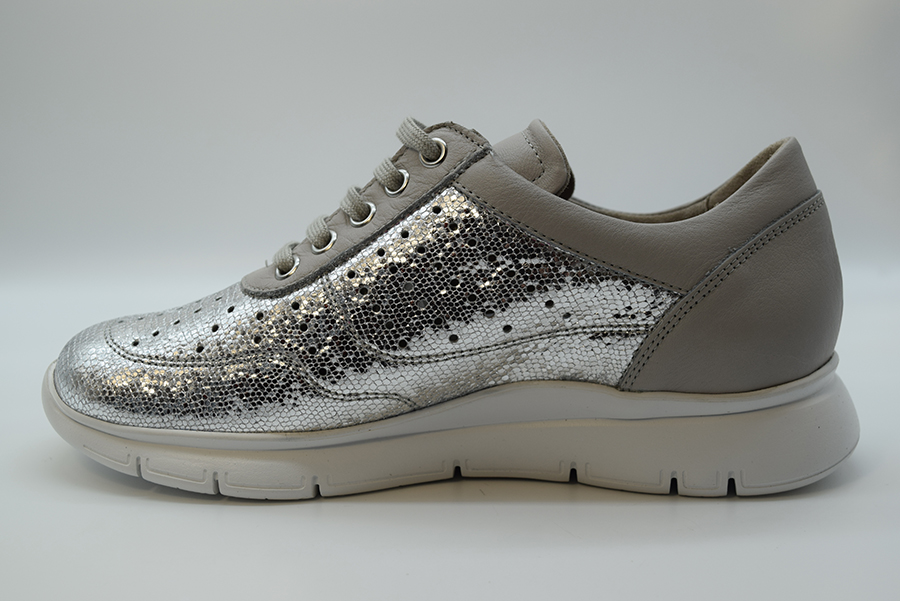 Tomasi Sneaker Stringata  Forata Calzata 9 VERA FORATO Giraffa Argento Malak Silky Tortora