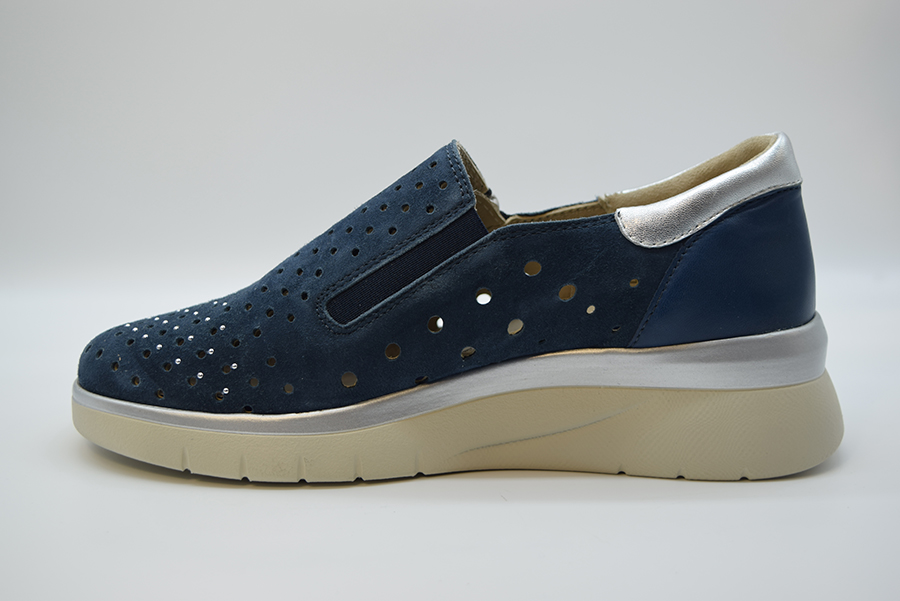 Melluso Sneaker Slip On Forata Con Cerniera K55343 Suede Blu