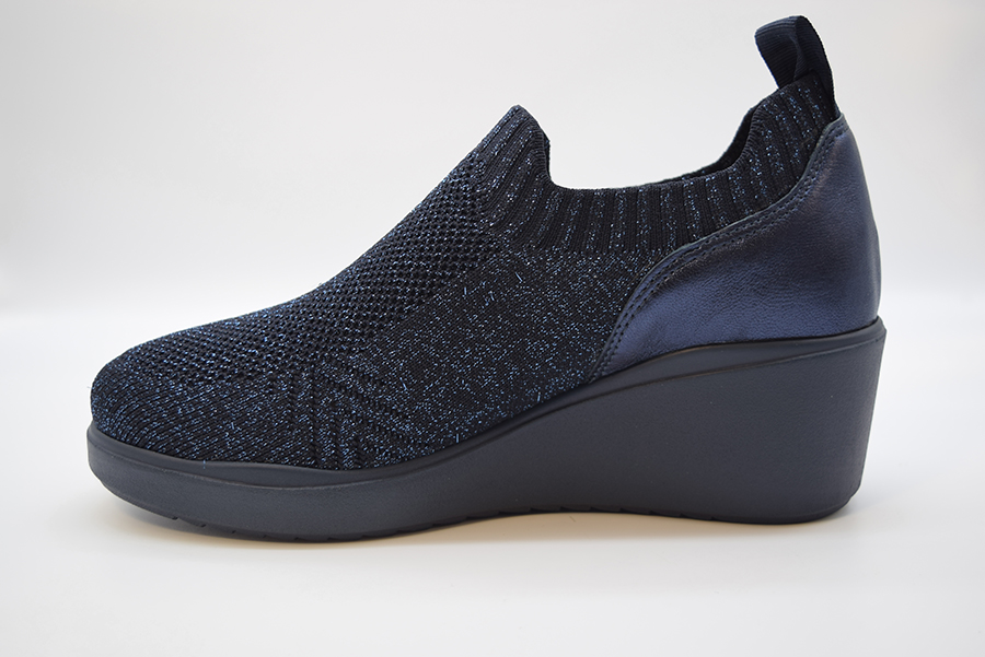 Melluso Sneaker Slip On Tessuto Flyknit Zeppa K55345 Flyknit 6531 Blu