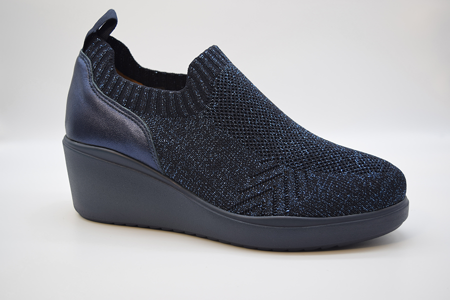 Melluso Sneaker Slip On Tessuto Flyknit Zeppa K55345 Flyknit 6531 Blu