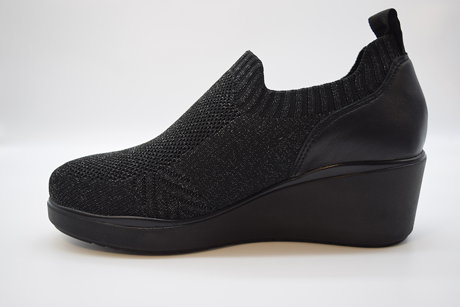 Melluso Sneaker Slip On Tessuto Flyknit Zeppa K55345 Flyknit 6531 Nero