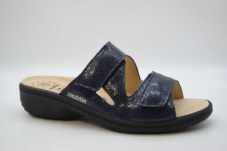 Mephisto Ciabatta Mobils Doppio Velcro Zeppa 30 GEVA Opale 26245 Navy