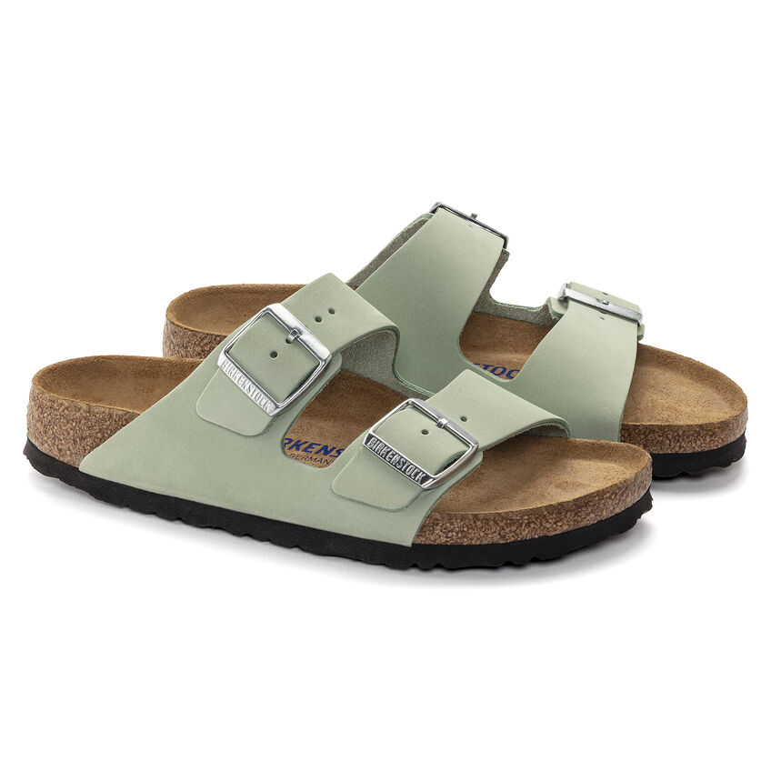 Birkenstock Ciabatta Arizona Sfb Nubuck Leather 1024213 Matcha