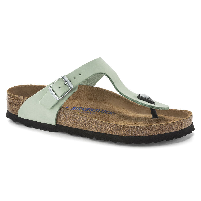 Birkenstock Ciabatta Infradito Gizeh Sfb Nubuck Leather 1023973 Matcha