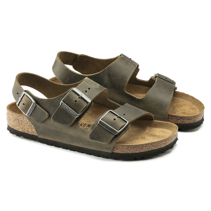 Birkenstock Sandalo Milano Oiled Leather 1019454 Faded Khaki