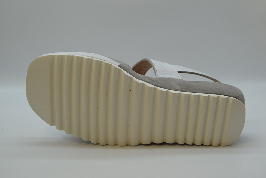 Ziviani Sandalo Bicolore Due  Fasce A  Velcro CA3078 Vitello Bianco Camoscio Grigio
