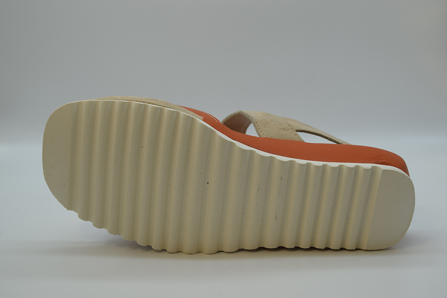 Ziviani Sandalo Bicolore Due  Fasce A  Velcro CA3078 Camoscio Beige Vitello Arancio
