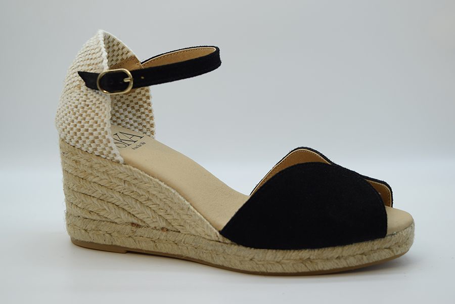 Ska Espadrillas Aperta In Punta In Camoscio MALIBU T5N Nero