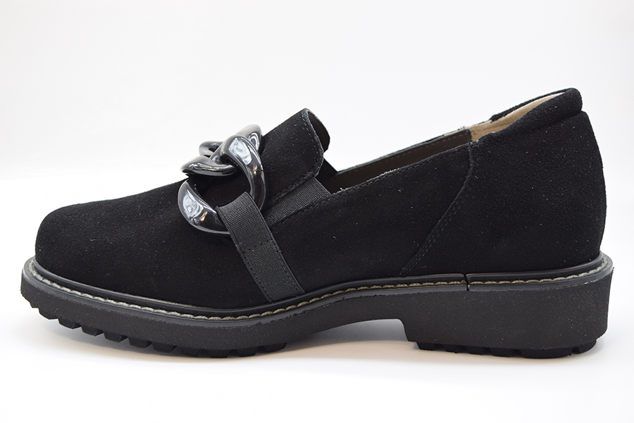 Tomasi Slip On Con Accessorio Catena Forma Almalight GIRASOLE Camoscio Nero