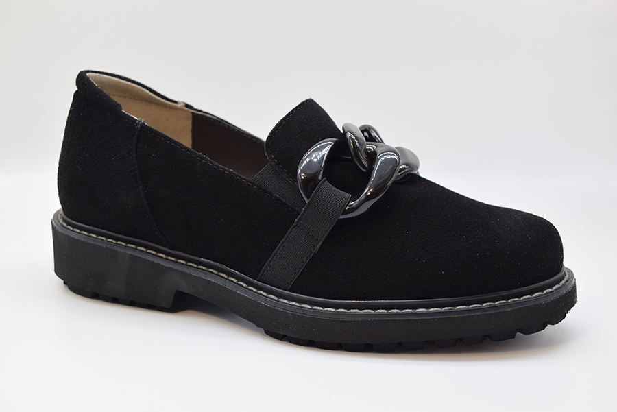 Tomasi Slip On Con Accessorio Catena Forma Almalight GIRASOLE Camoscio Nero