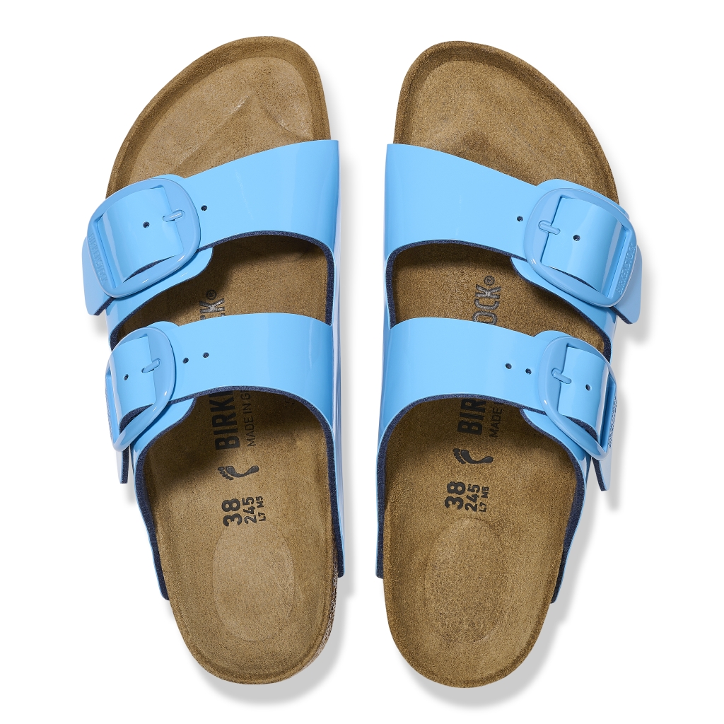 Birkenstock Arizona Big Buckle Birko Flor Patent 1026116 Sky Blue