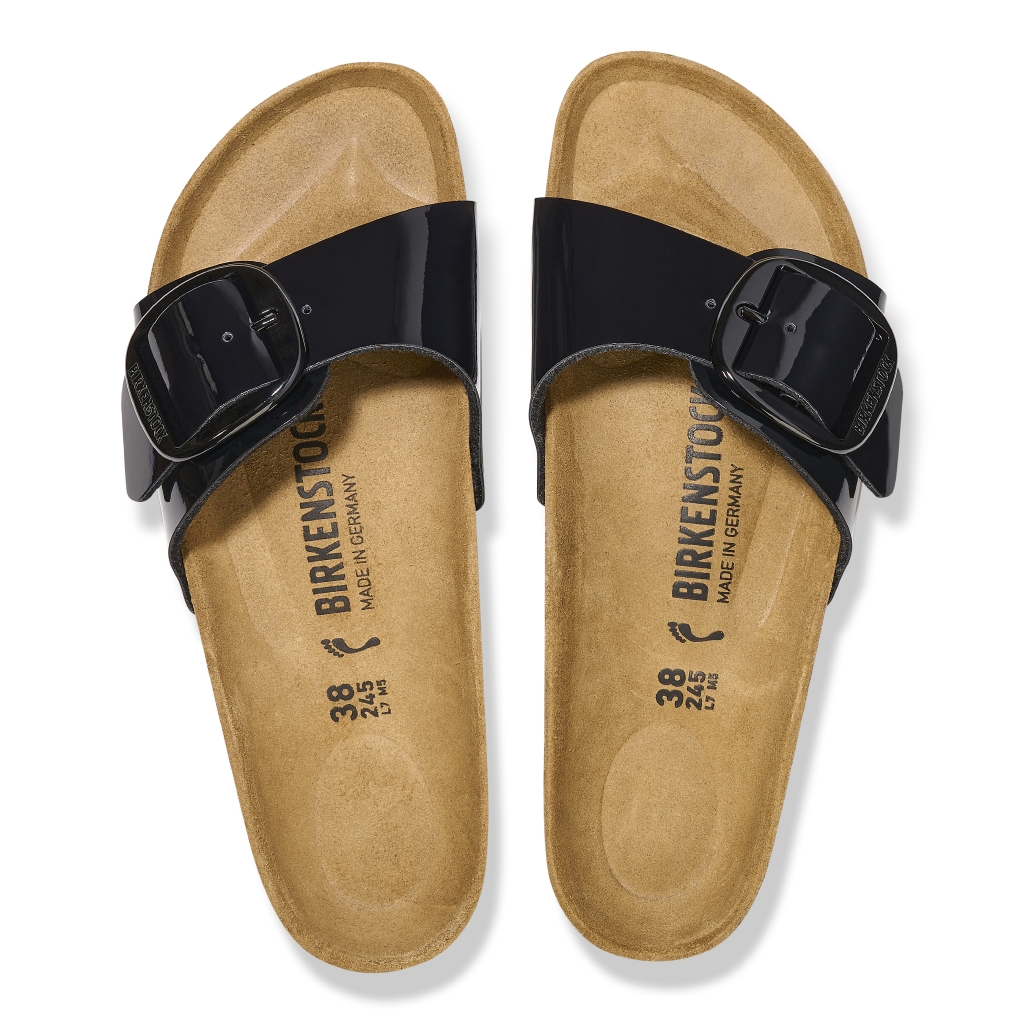 Birkenstock Madrid Big Buckle Birko Flor Patent 1026125 Black