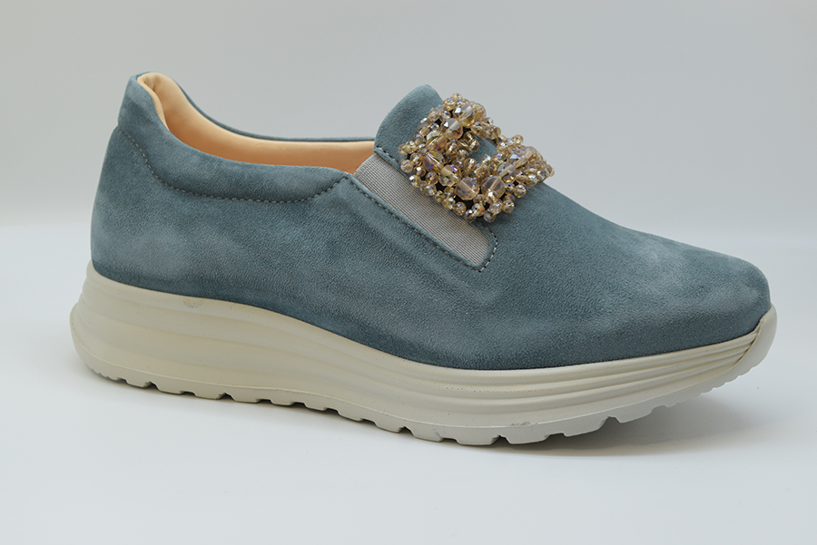 Marro Slip On Donna Con Accessorio Fondo Up 5042 Camoscio Jeans