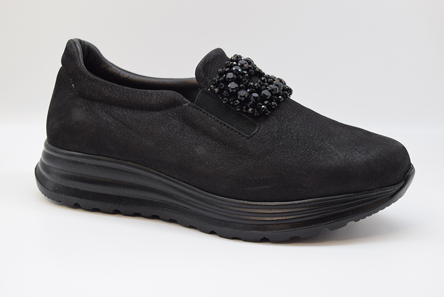 Marro Slip On Donna Con Accessorio Fondo Up 5042 Camoscio Nero