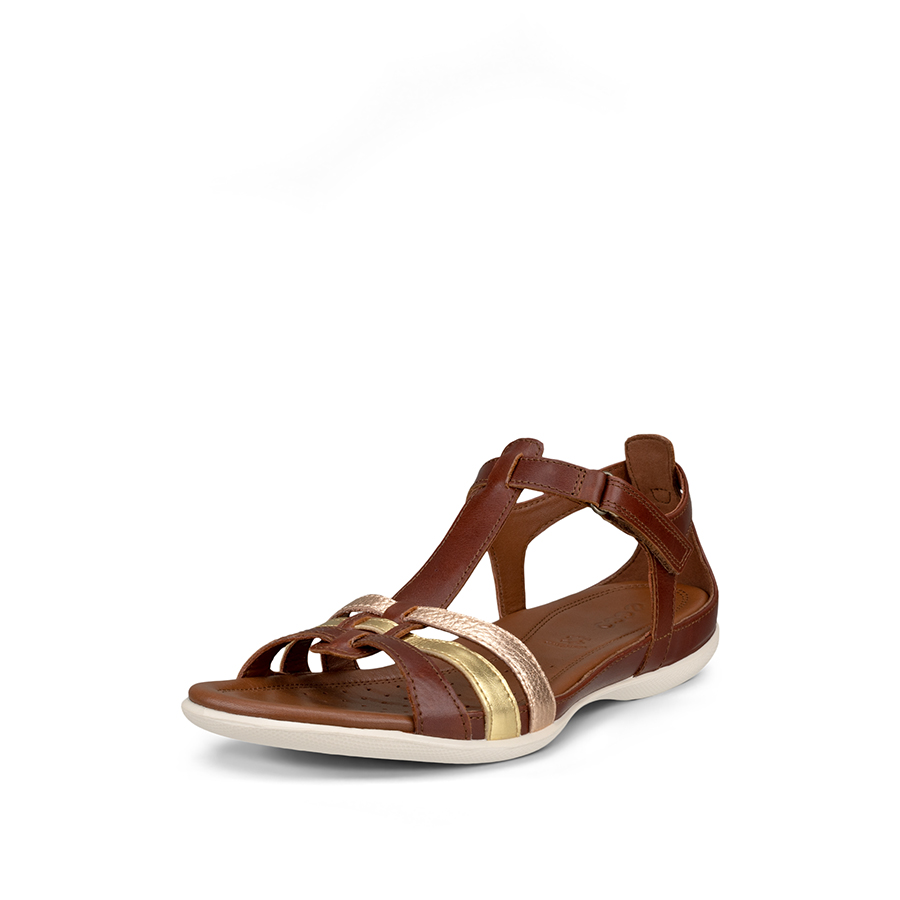 Ecco Flash T-strap Sandal 240873 60871 Mink/gold/hammered Bronze