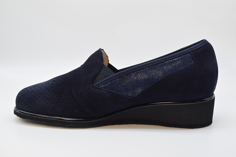 Marro Slip On Liscio Forma H7 Zeppa Micro 5896 Camoscio Blu