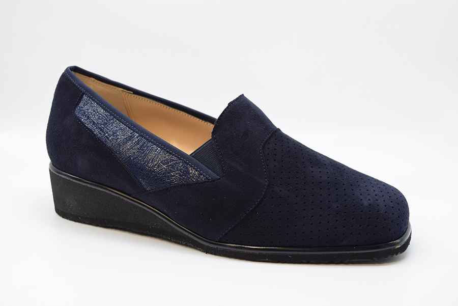 Marro Slip On Liscio Forma H7 Zeppa Micro 5896 Camoscio Blu