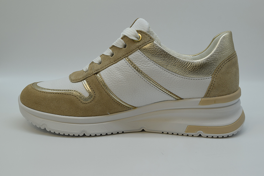 Ara Sneaker Donna Calzata G Zeppa 40 Mm 12-38412 09 Sand/platin/weiss