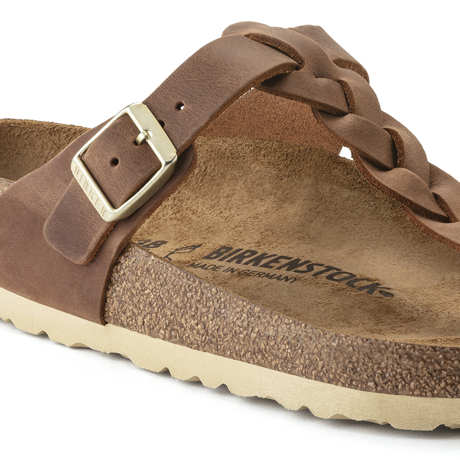 Birkenstock Ciabatta Infradito Gizeh Braided Oiled Leather 1021355 Cognac