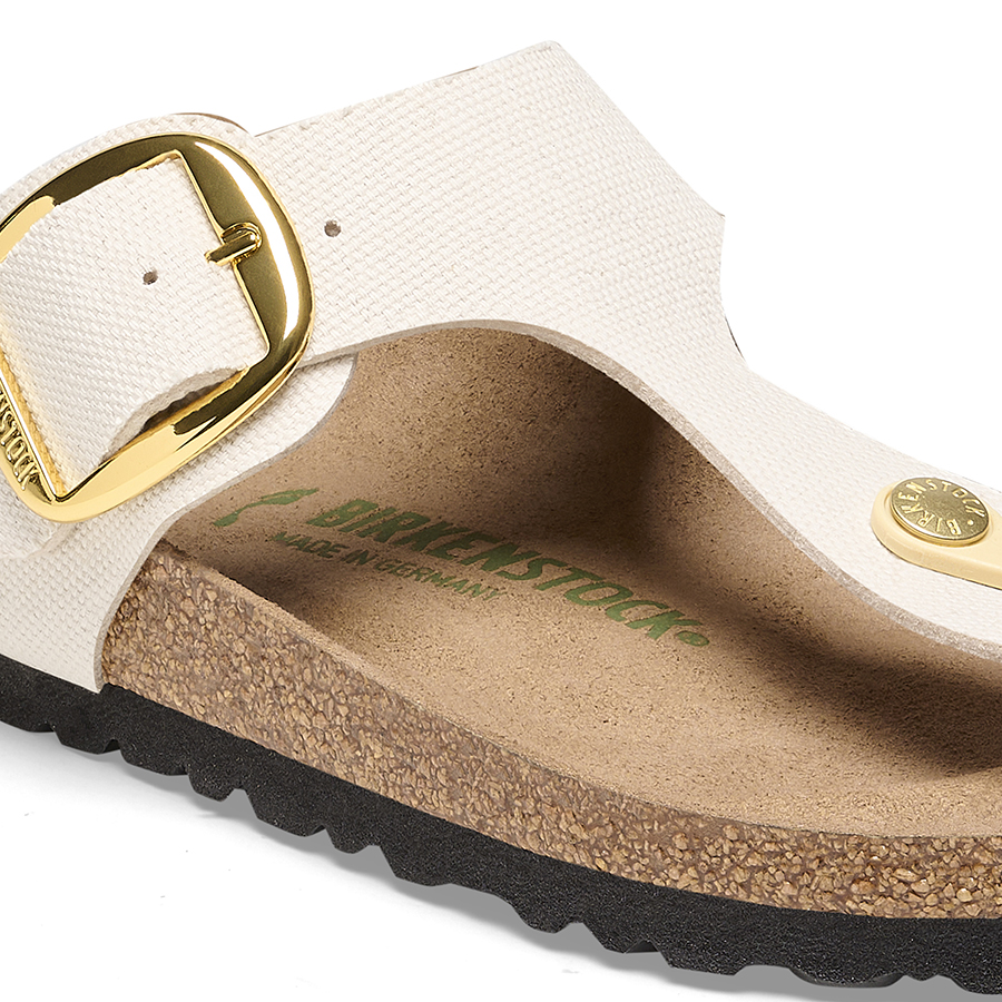 Birkenstock Infradito Gizeh Veg Big Buckle Rough Canvas 1026669 Eggshell