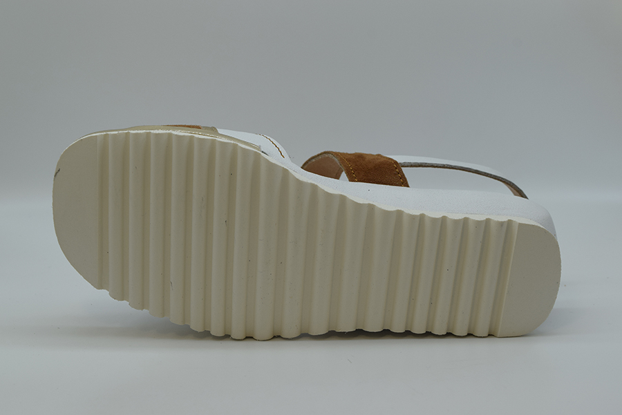Ziviani Sandalo Bicolore Due  Fasce A  Velcro CA3078 Bianco/camoscio Cuoio