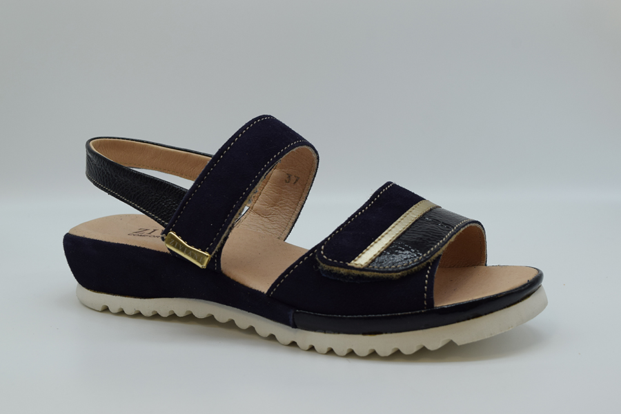 Ziviani Sandalo Bicolore Due  Fasce A  Velcro CA3078 Blu Notte/vernice
