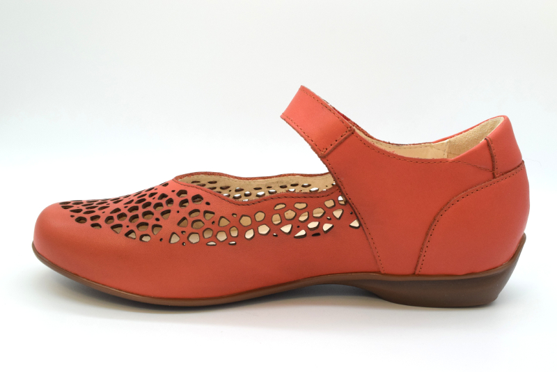 Marro Scarpa Ballerina Con Cinturino 4007 Vitello Rosso