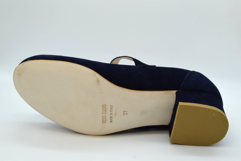 Marro Mari Jane Con Velcro Calzata G 4011 Camoscio Blu