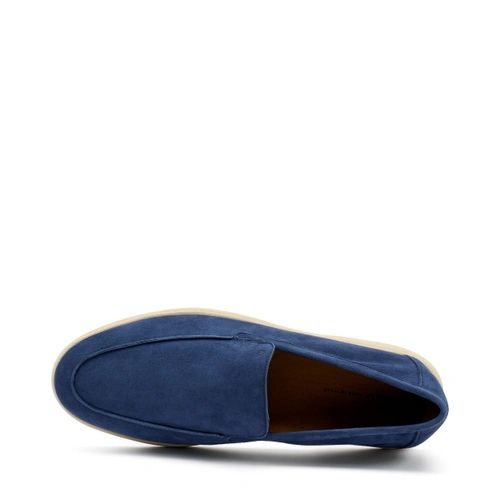 Frau Mocassino Con Tacco 1 Cm E Fondo Cuoio 32D0 Daino Abyss